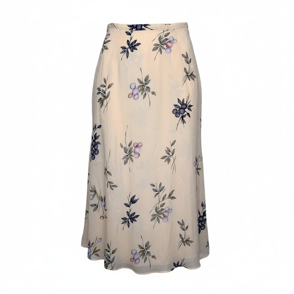 Vintage Norton Mcnaughton Buttercream Yellow Botanical Full Lined Skirt Size 10